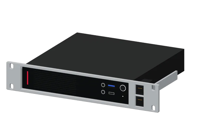 3D render of the ThinkCentre M720q / M920q Tiny in its 10-inch rack mount