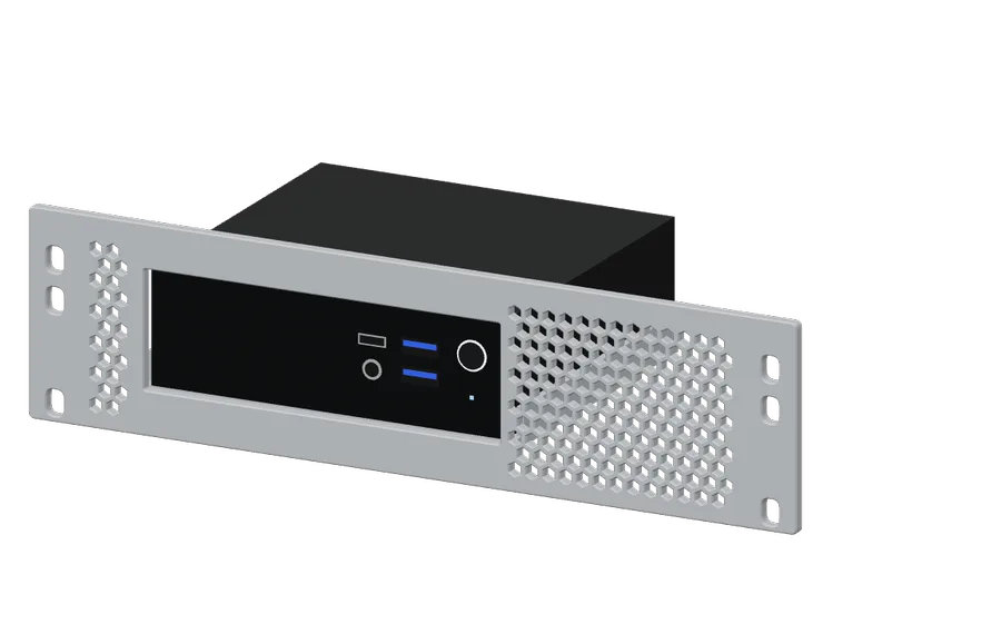 3D render of the Intel NUC 13 Pro (slim) in its 10-inch rack mount