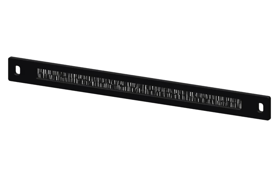3D render of the Tecmojo 0.5U Brush Panel (2-pack) in its 10-inch rack mount