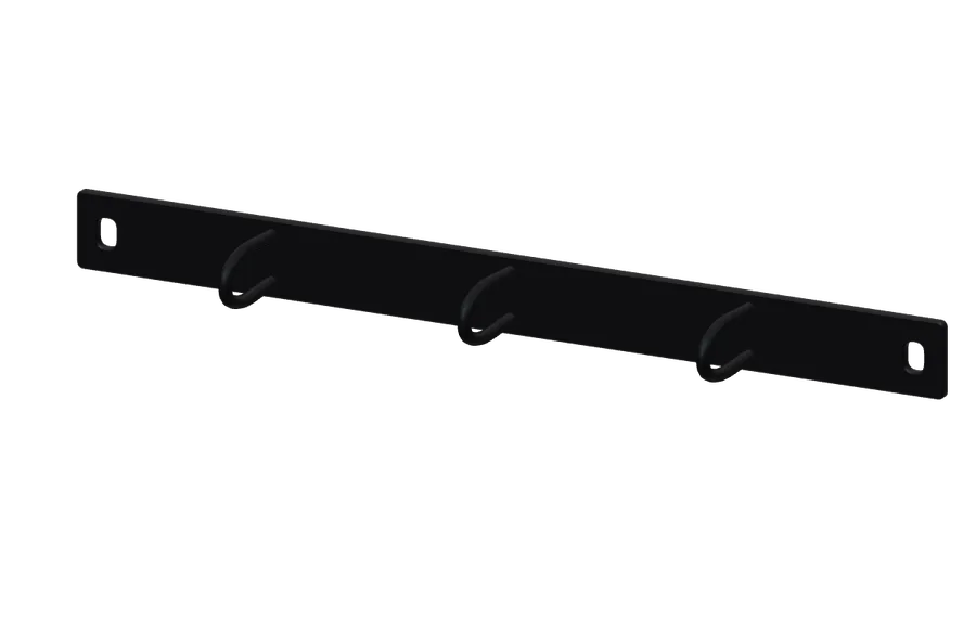 3D render of the Tecmojo 0.5U D-Ring Manager (2-pack) in its 10-inch rack mount