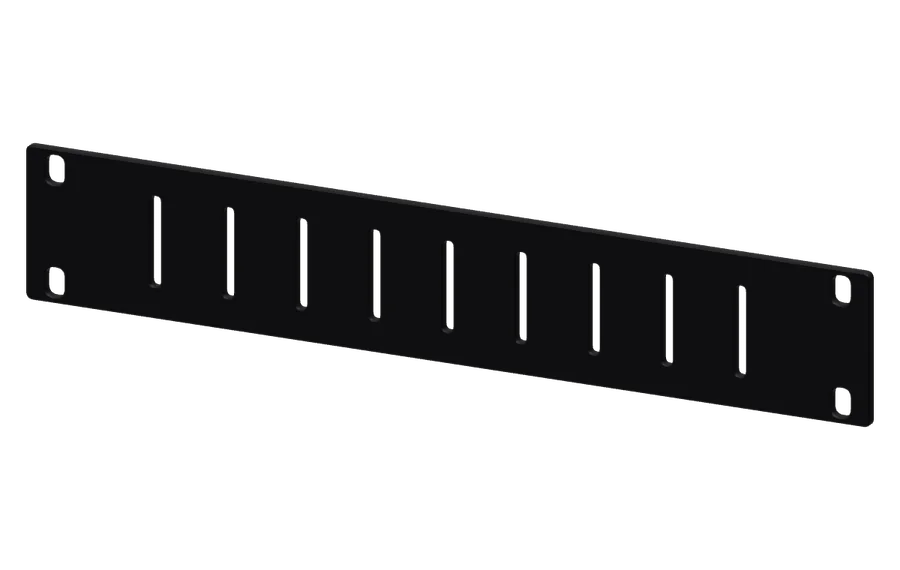 3D render of the Tecmojo 1U Vented Blank (2-pack) in its 10-inch rack mount