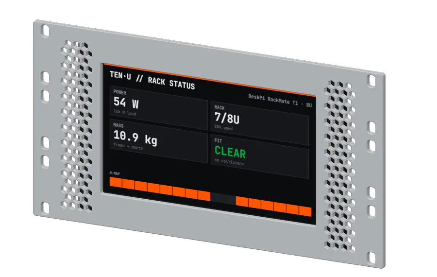 3D render of the 7" Touchscreen Dashboard in its 10-inch rack mount