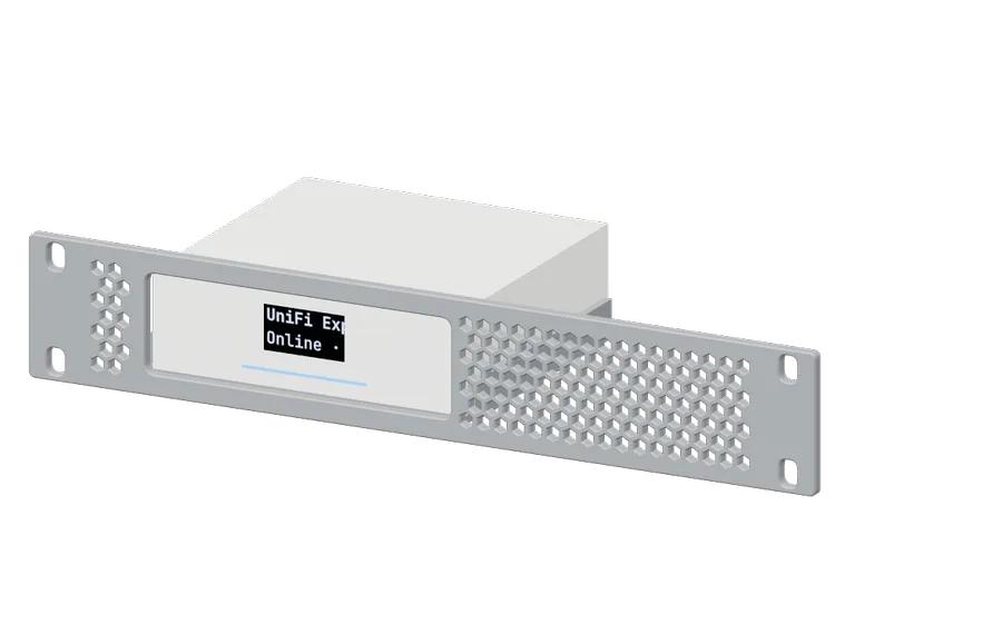 3D render of the UniFi Express in its 10-inch rack mount